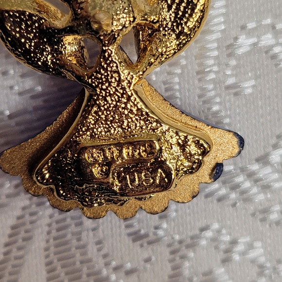 Small Vintage September Birthstone Pin Blue Sapphire Angel‎ USA Made Gift - Picture 3 of 8